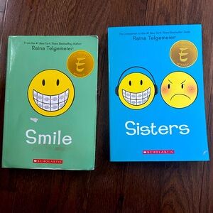2 books 
Smile and Sister 
Author Raina Telgemeier